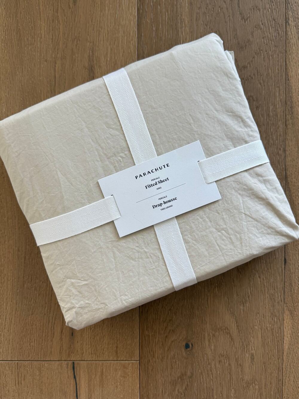 New Parachute Home King Percale Fitted Sheet in Bone